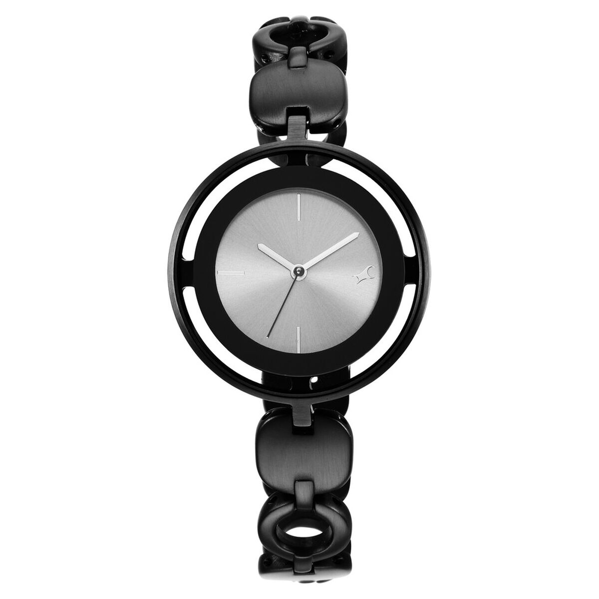 Fastrack Glitch Quartz Analog Grey Dial Metal Strap Watch for Girls 2