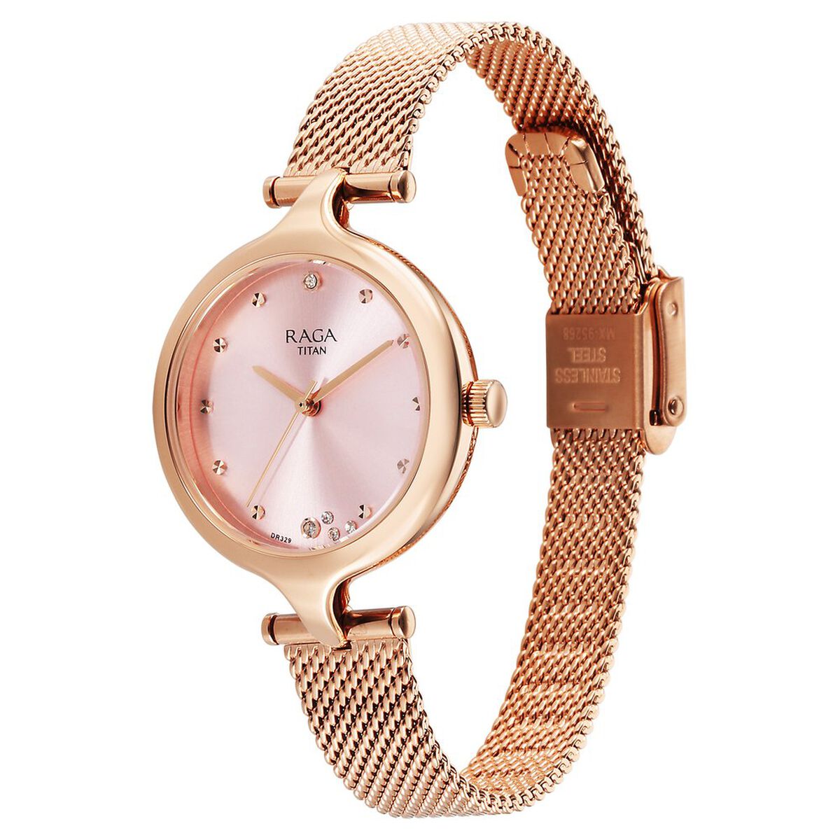Titan Raga Showstopper Quartz Analog Rose Gold Dial Metal Strap Watch For Women 3
