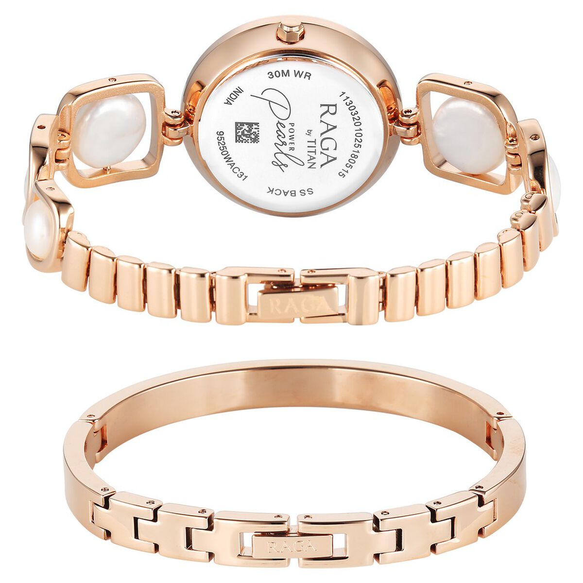 Titan Raga Power Pearls Quartz Analog Mother of Pearl Dial Rose Gold Metal Strap Watch For Women 5