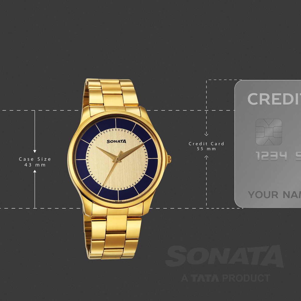 Sonata Traditional Essentials Quartz Analog Multicoloured Dial Golden Metal Strap Watch For Men 3
