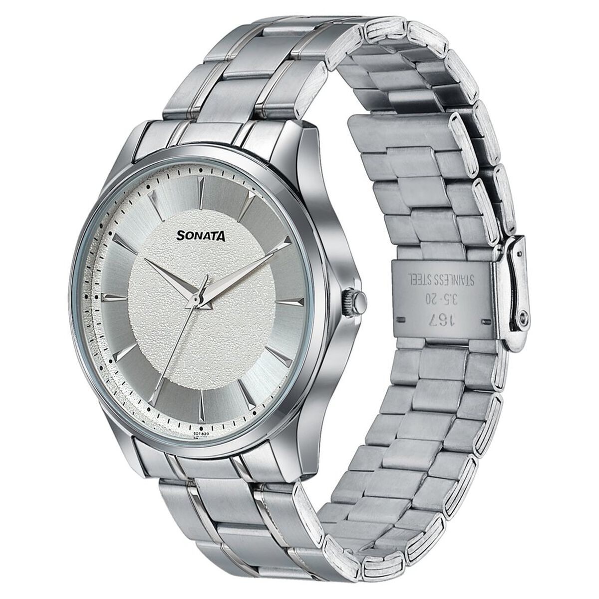 Sonata Traditional Essentials Silver Dial Stainless Steel Strap Watch 3