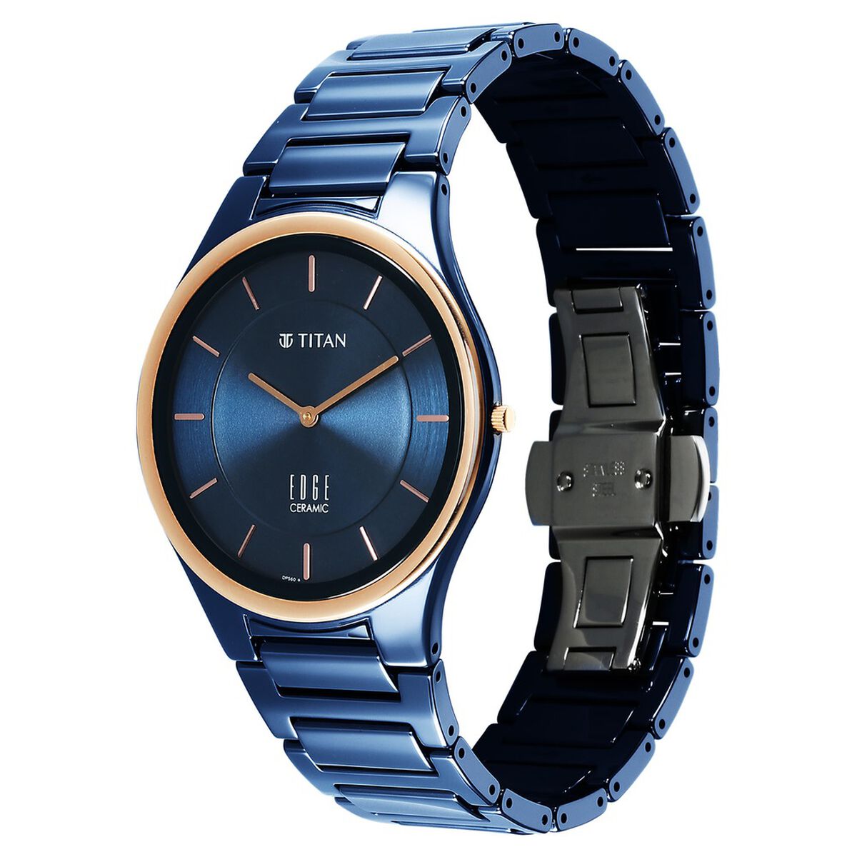 Titan Edge Bicolour Quartz Analog Blue Dial Blue Ceramic Strap Watch For Men 3
