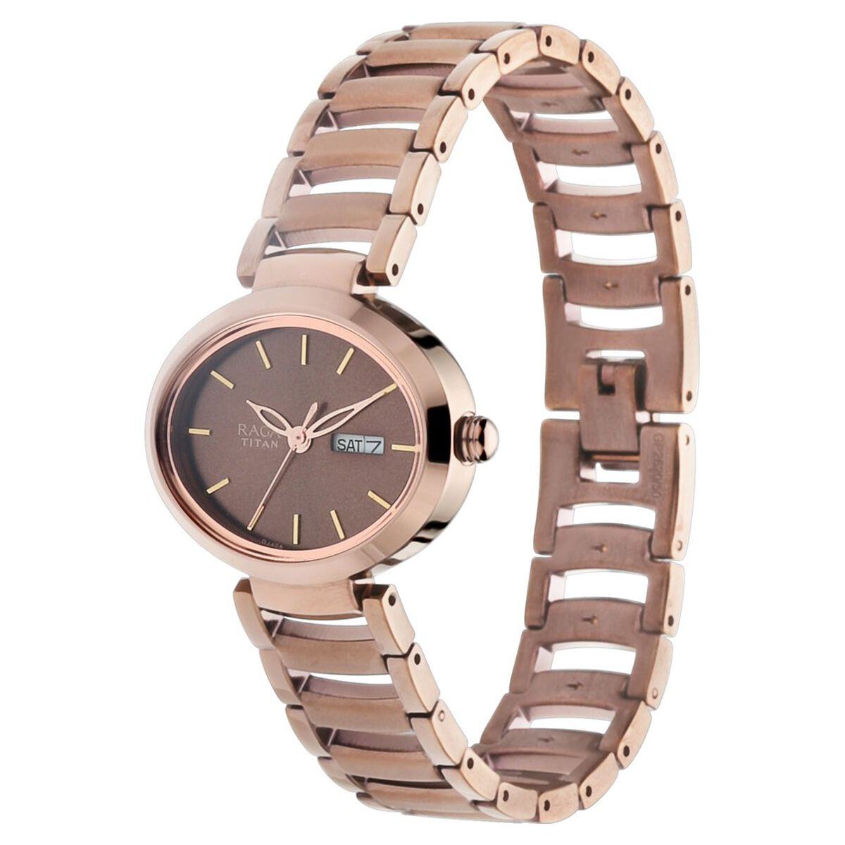 Titan Raga Viva Brown Dial Analog with Day and Date Metal Strap Watch for Women 3