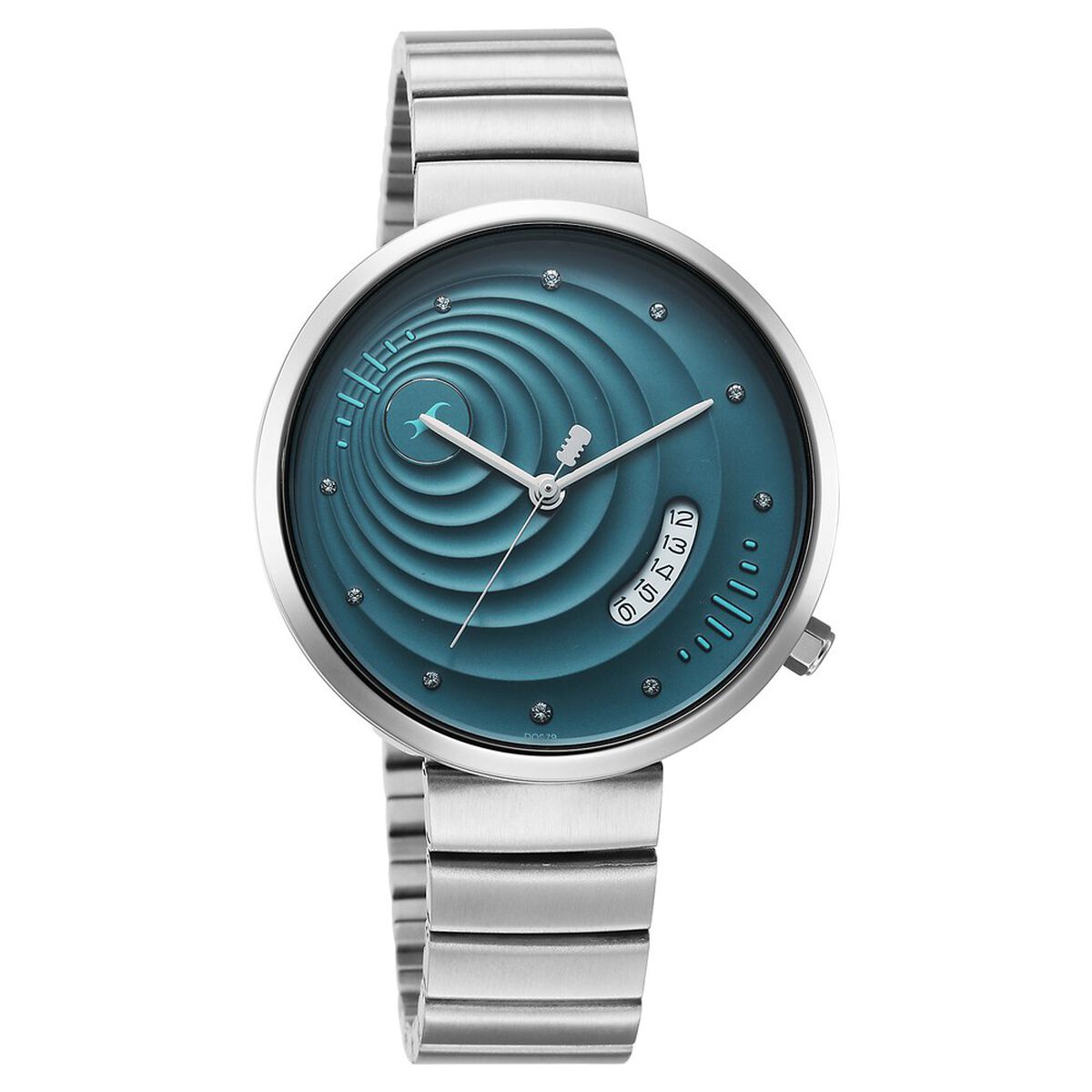 Fastrack Groove Quartz Analog with Date Teal Dial Girls Stainless Steel Watch 4