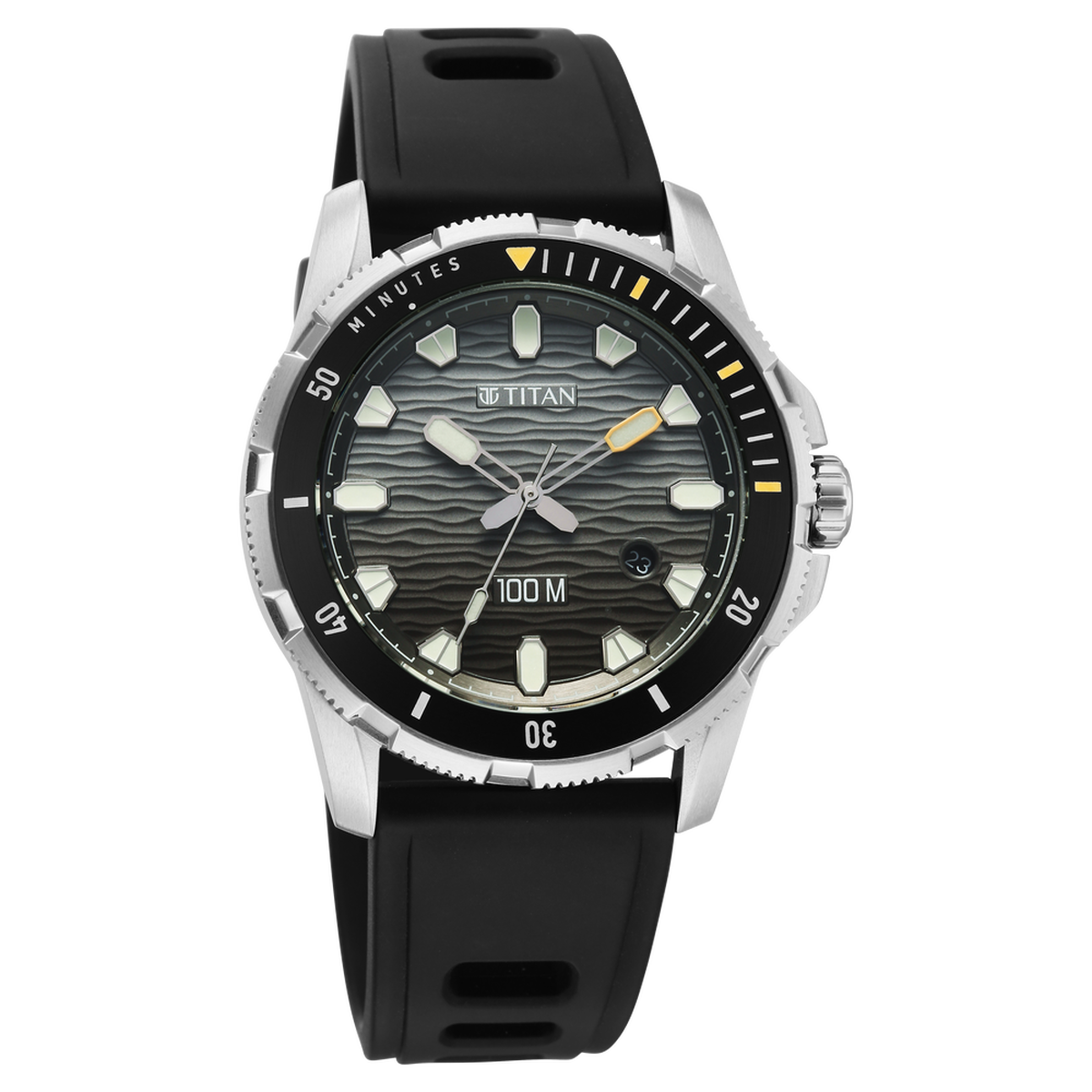 Titan Zero Hour Diver's 100m Analog with Black Dial Black FKM Strap Watch for Men 2