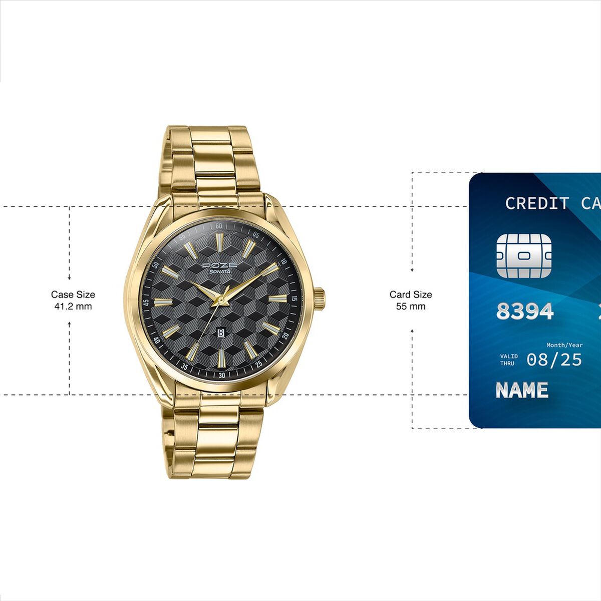 Sonata Poze Quartz Analog Two Toned Dial Golden Colour Stainless Steel Strap Watch For Men 4