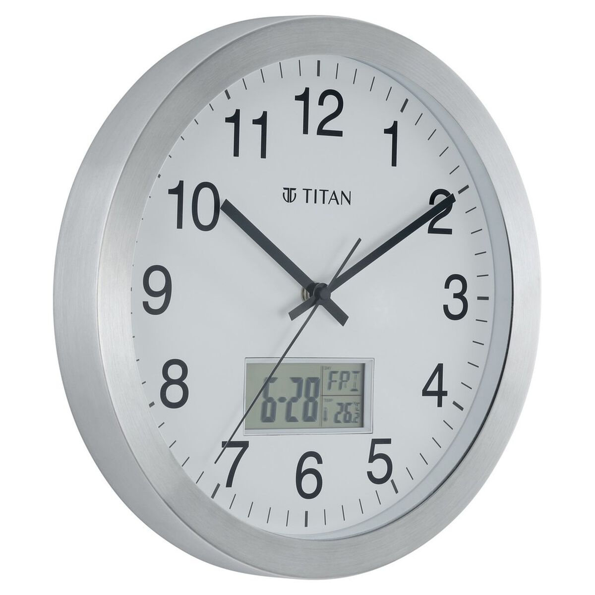 Titan Metallic Anadigi Wall Clock White Dial with Digital Display - 30 cm x 30 cm (Medium) 3