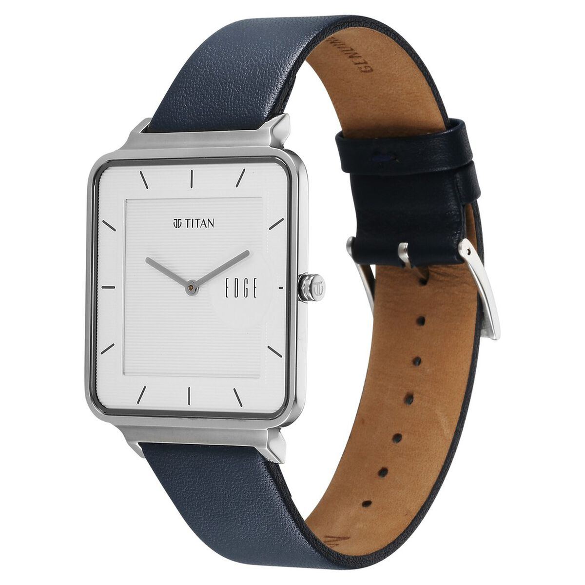 Titan Edge Quad Quartz Analog White Dial With Blue Leather Strap Watch For Men 3