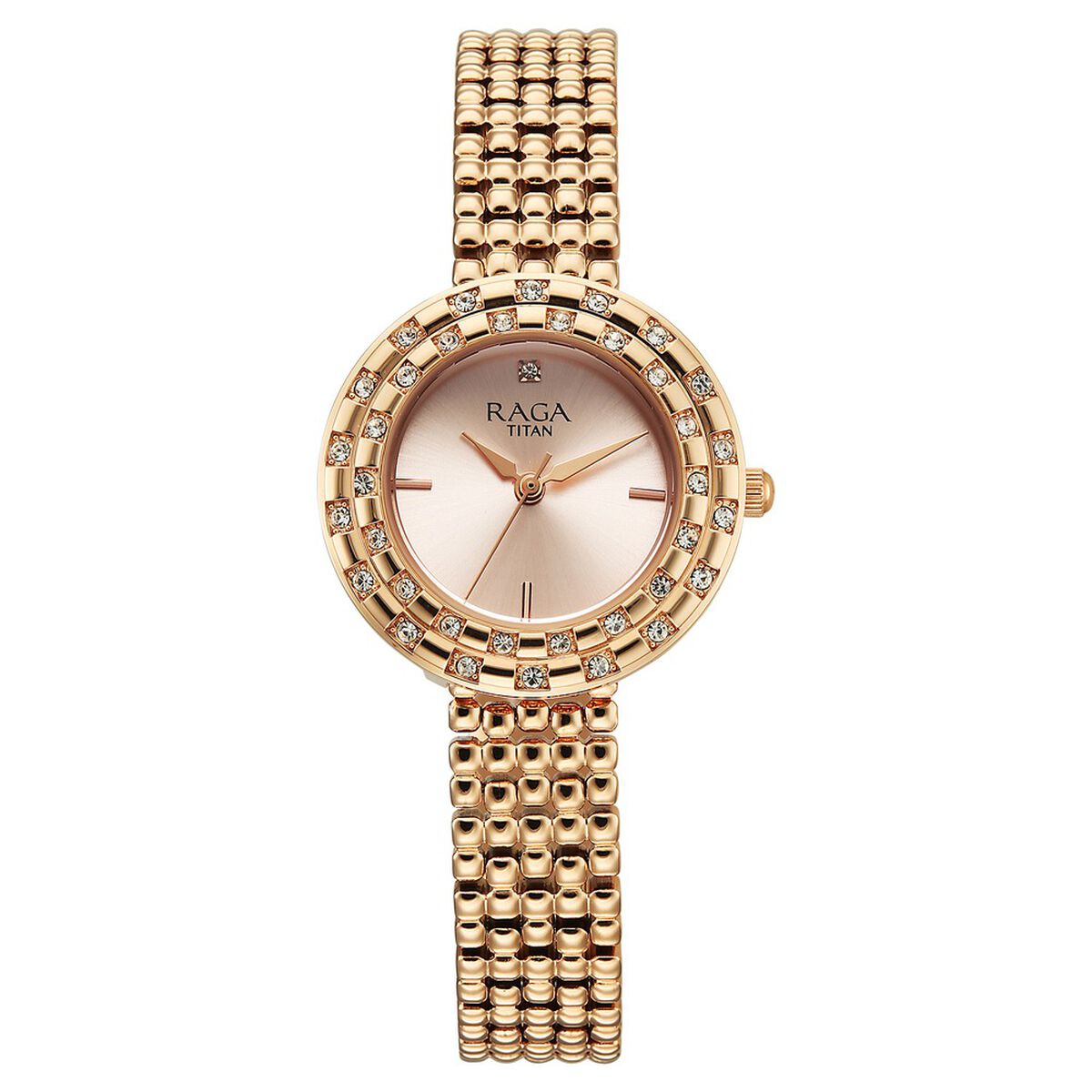 Titan Raga Showstopper Quartz Analog Rose Gold Dial Metal Strap Watch For Women 1