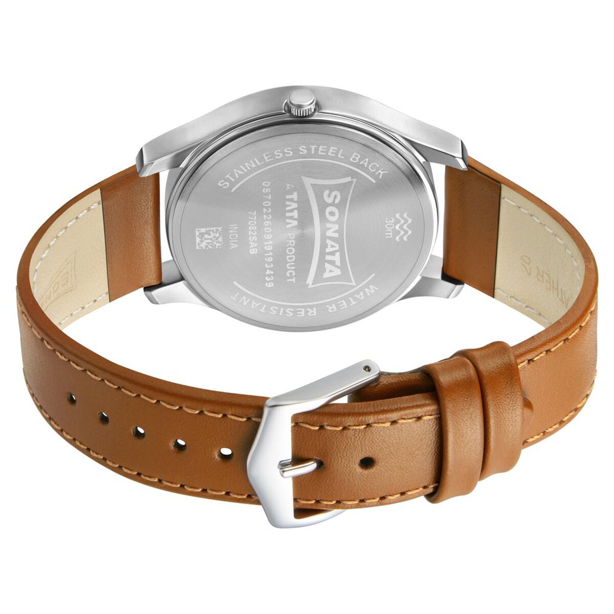 Sonata Quartz Analog with Day and Date Black Dial Leather Strap Watch for Men 4