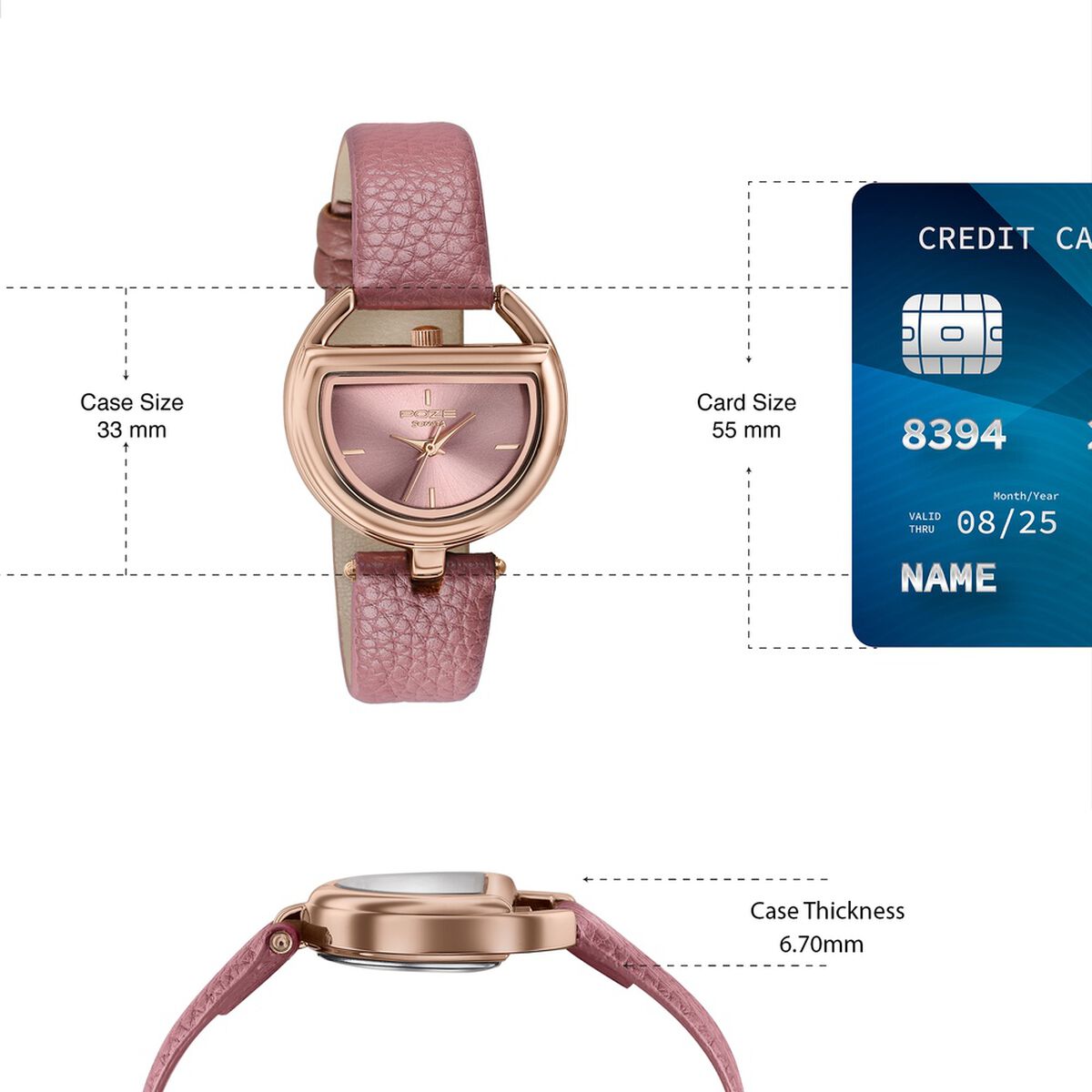 Poze By Sonata Quartz Analog Pink Dial Pink PU Leather Strap Watch For Women 4
