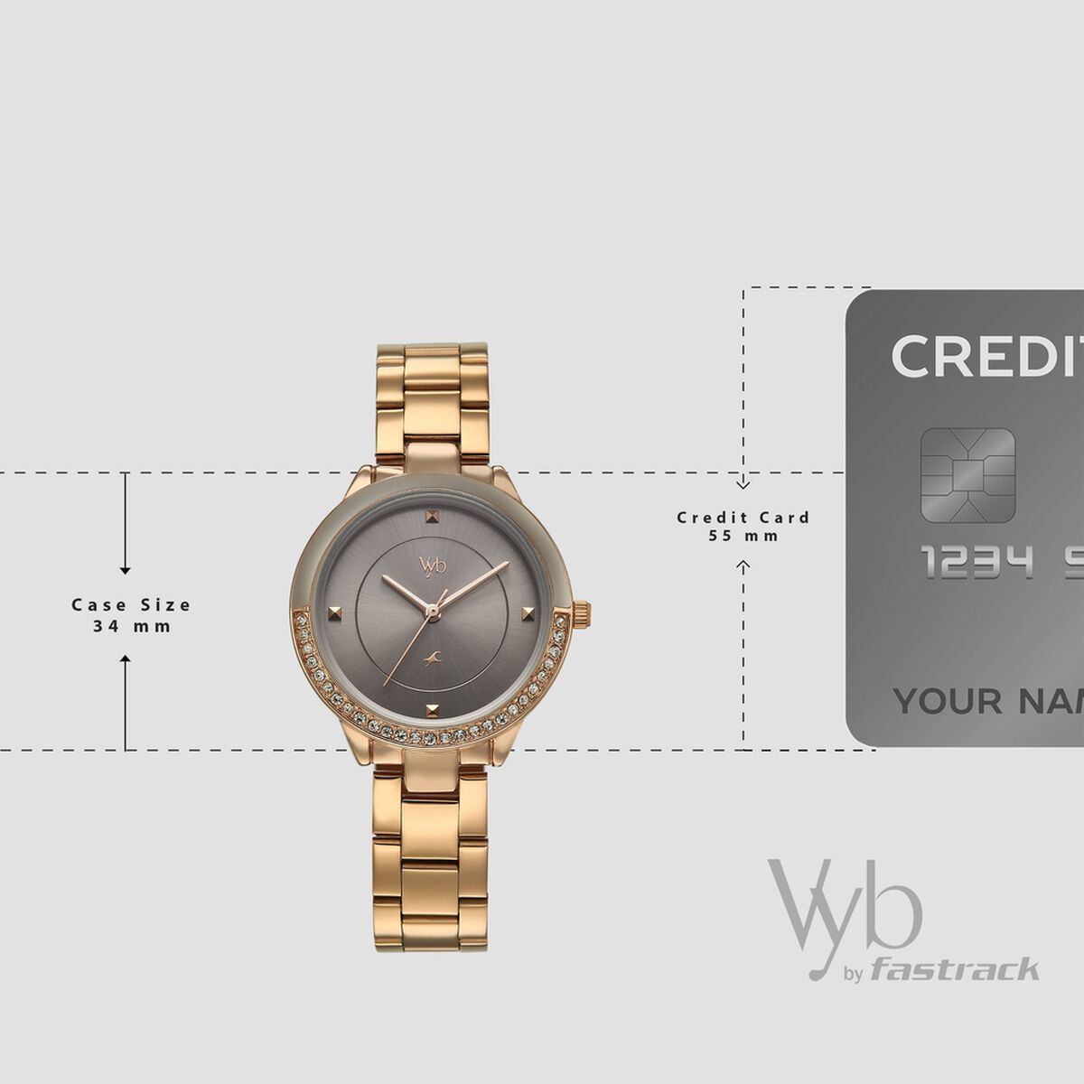 Vyb Eclipse By Fastrack Quartz Analog Grey Dial Rose Gold Stainless Steel Strap Watch For Girls 4