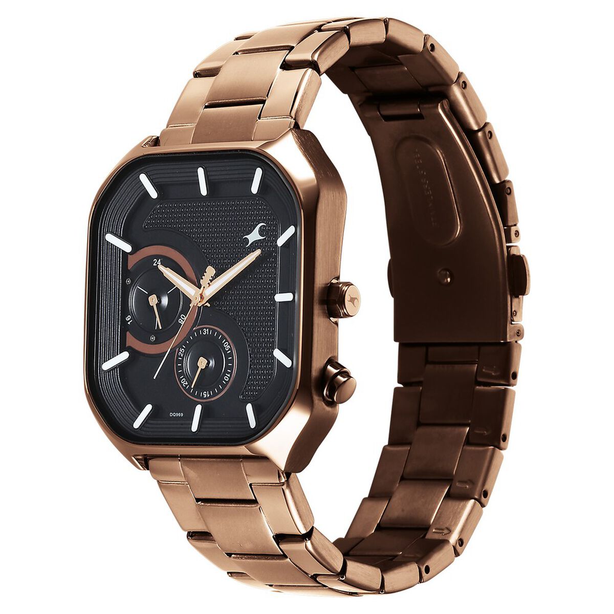 Fastrack Groove Multifunction Black Dial Metal Strap Guy's Watch with Lume indices 5