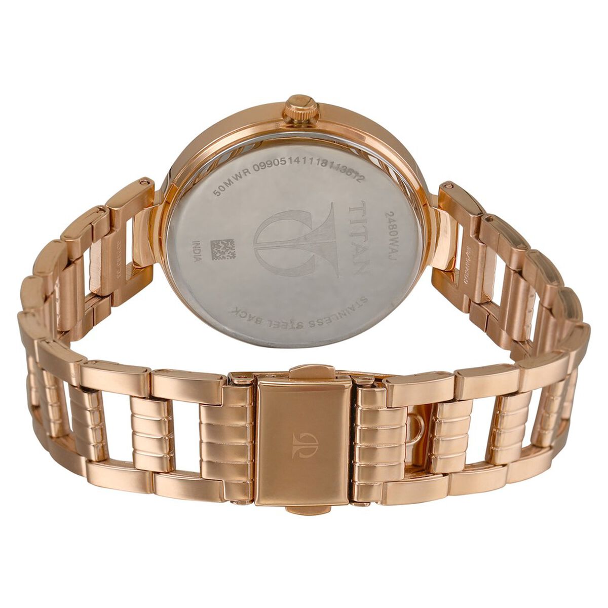 Titan Purple Sparkle Quartz Analog Pink Dial Rose Gold Stainless Steel Strap Watch For Women 5