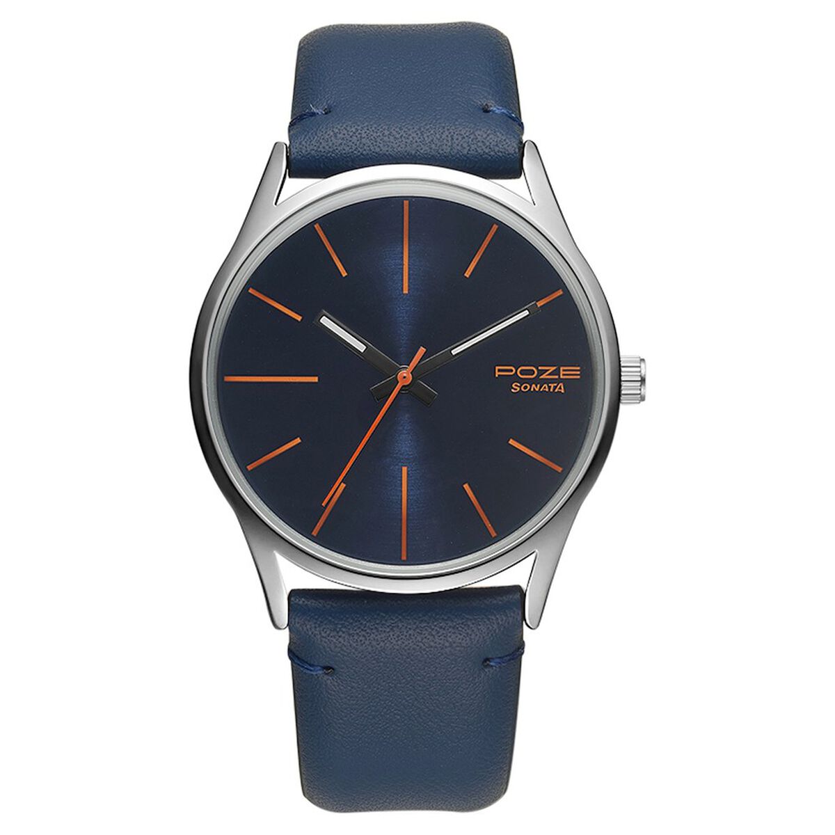 Poze by Sonata Quartz Analog Blue Dial PU Leather Strap Watch for Men 1