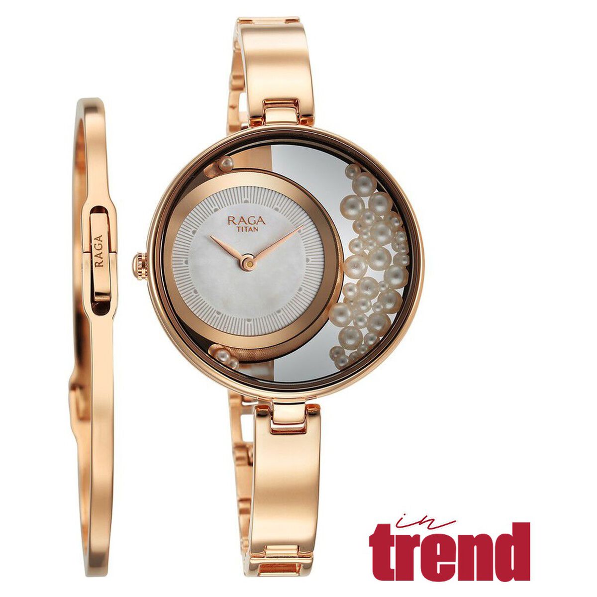 Titan Raga Power Pearls Quartz Analog White Dial with loose pearls Metal Strap Watch for Women 1