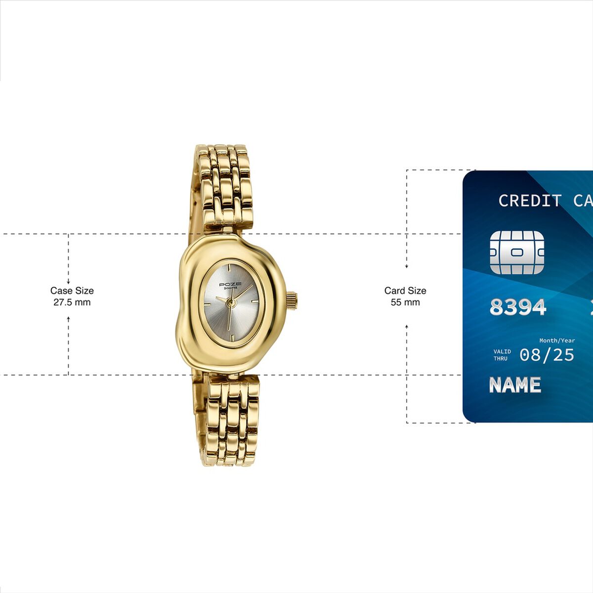 Poze By Sonata Quartz Analog Silver Dial Gold Metal Strap Watch For Women 4