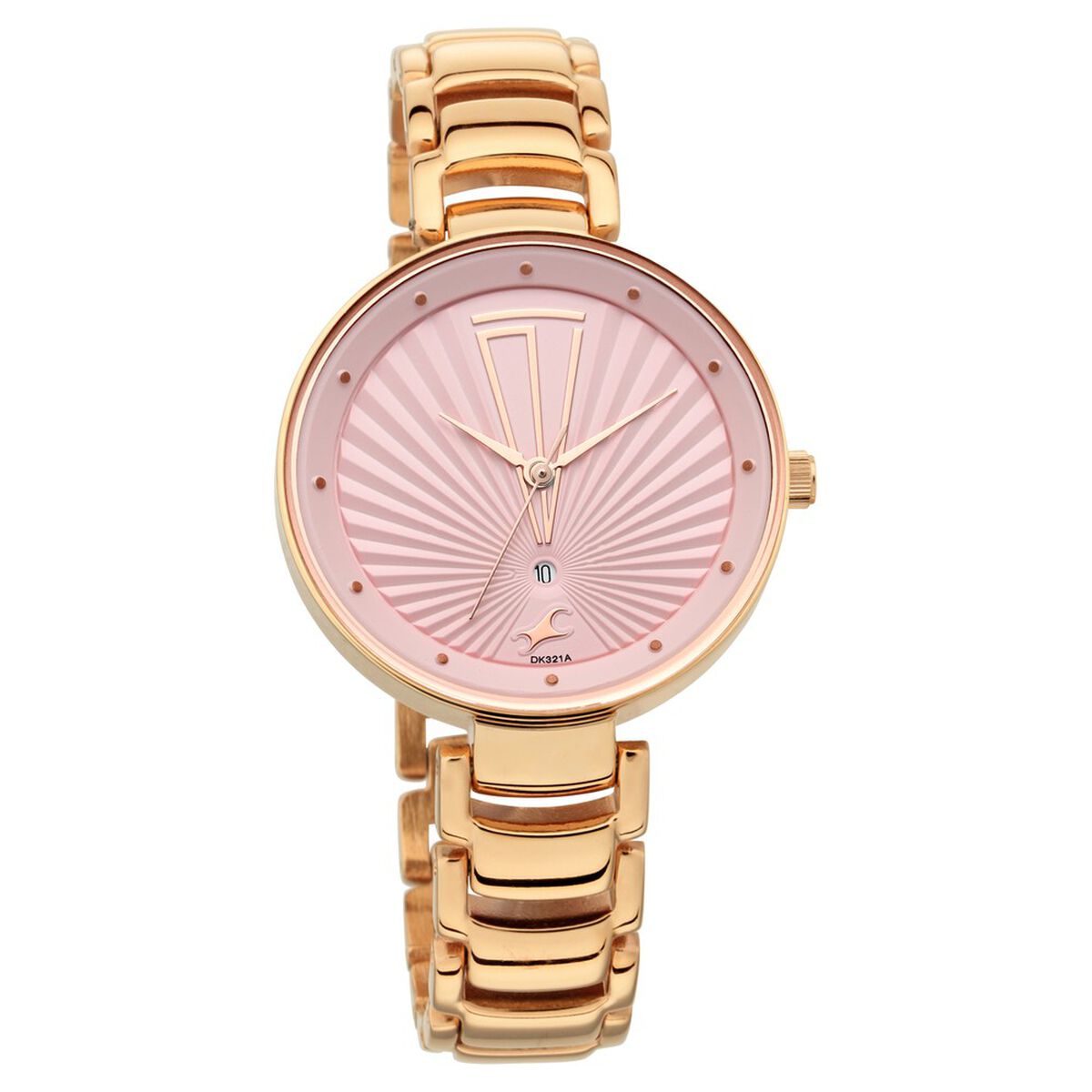 Fastrack Ruffles Quartz Analog with Date Pink Dial Stainless Steel Strap Watch for Girls 2