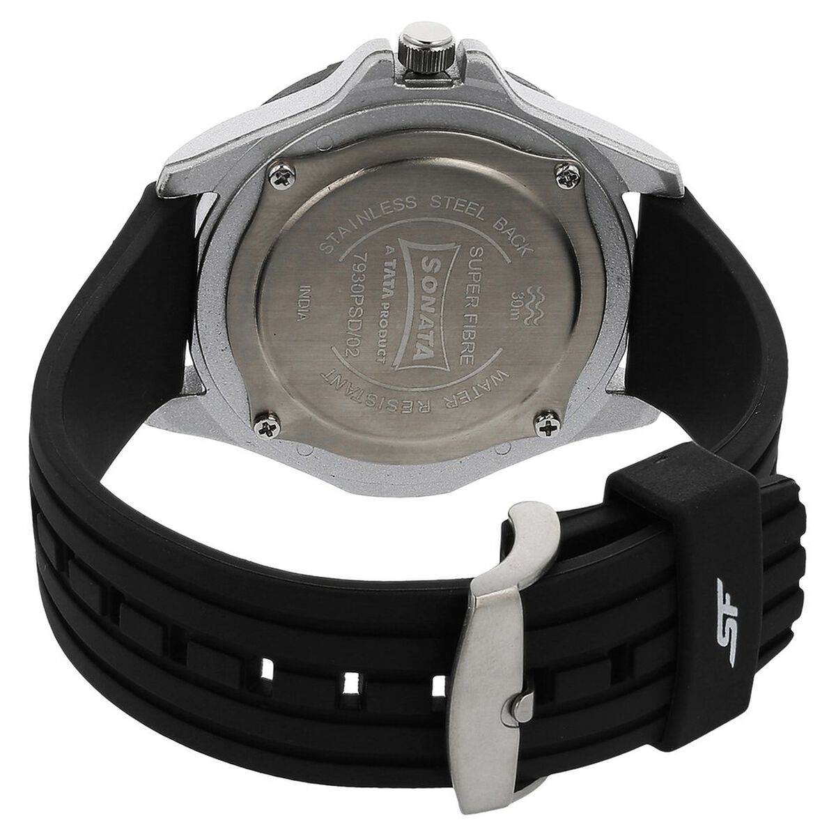 SF Quartz Analog Black Dial Plastic Strap Watch for Men 4