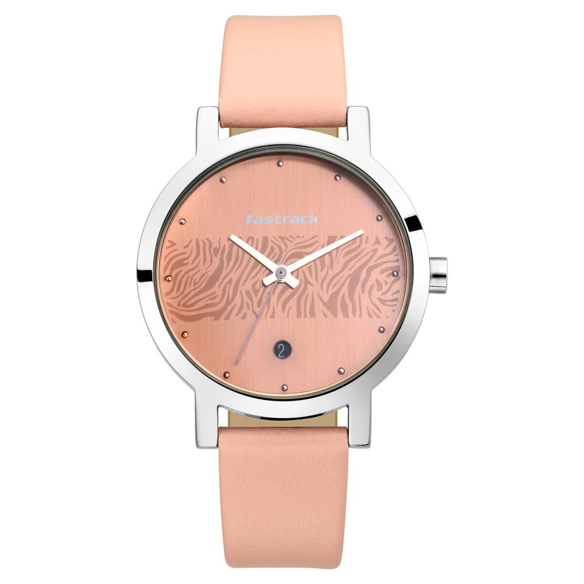 Fastrack Animal Print Quartz Analog with Date Rose Gold Dial Leather Strap Watch for Girls 3