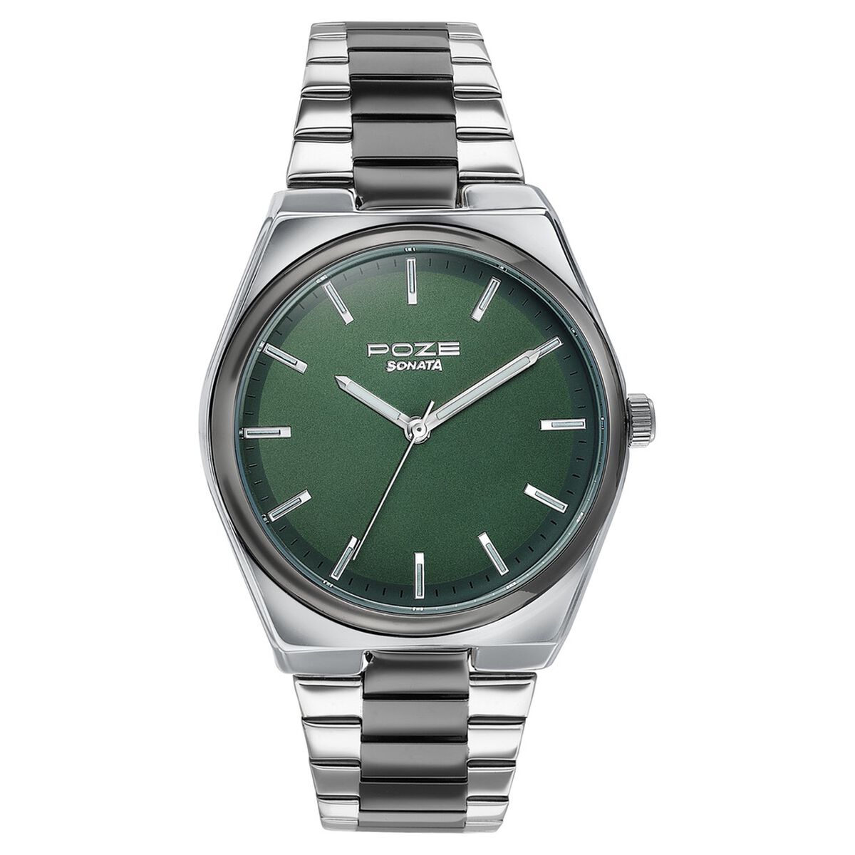 Sonata Poze Quartz Analog Green Dial Two Toned Metal Strap Watch For Men 2