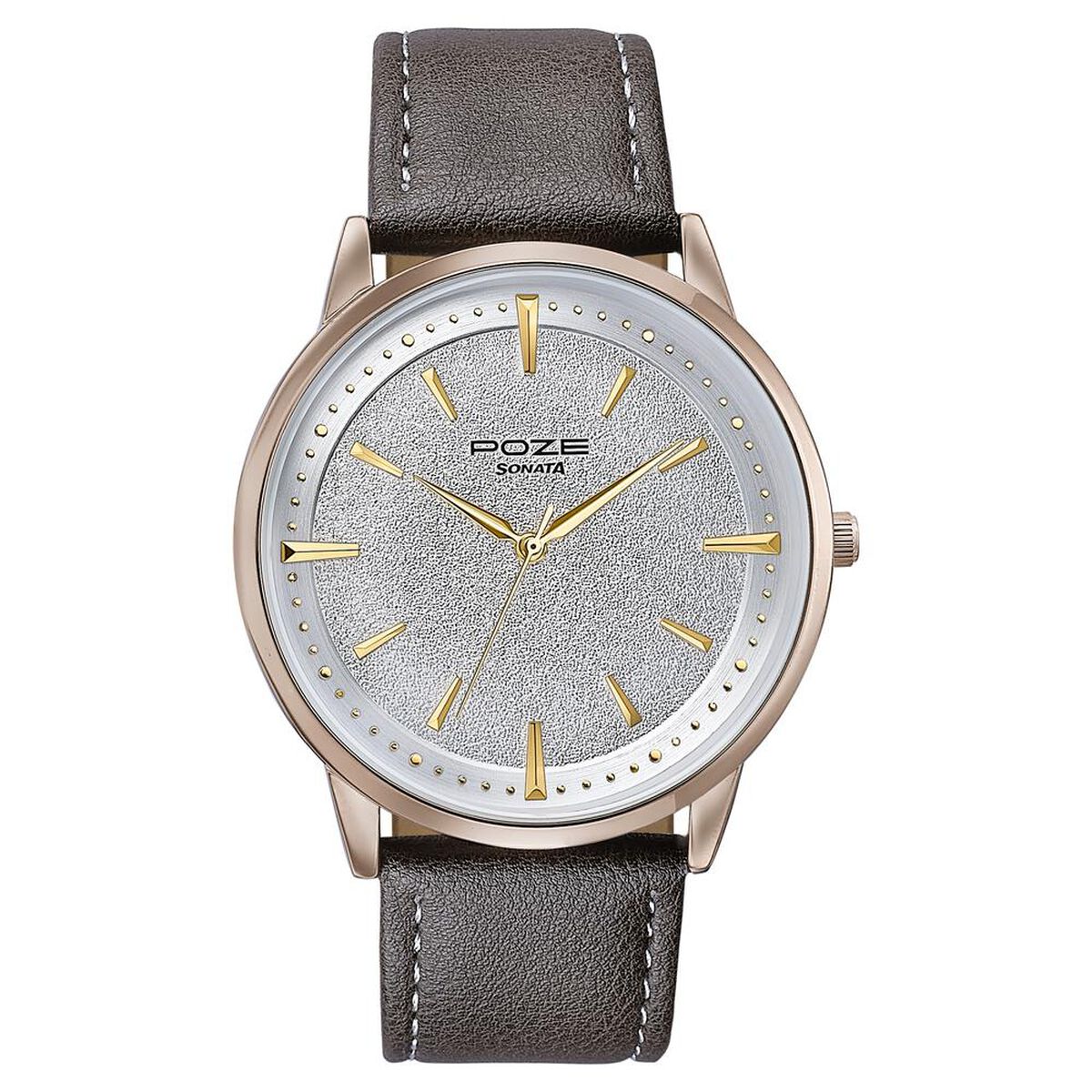 Sonata Poze Quartz Analog White Dial Leather Strap Watch For Men 2