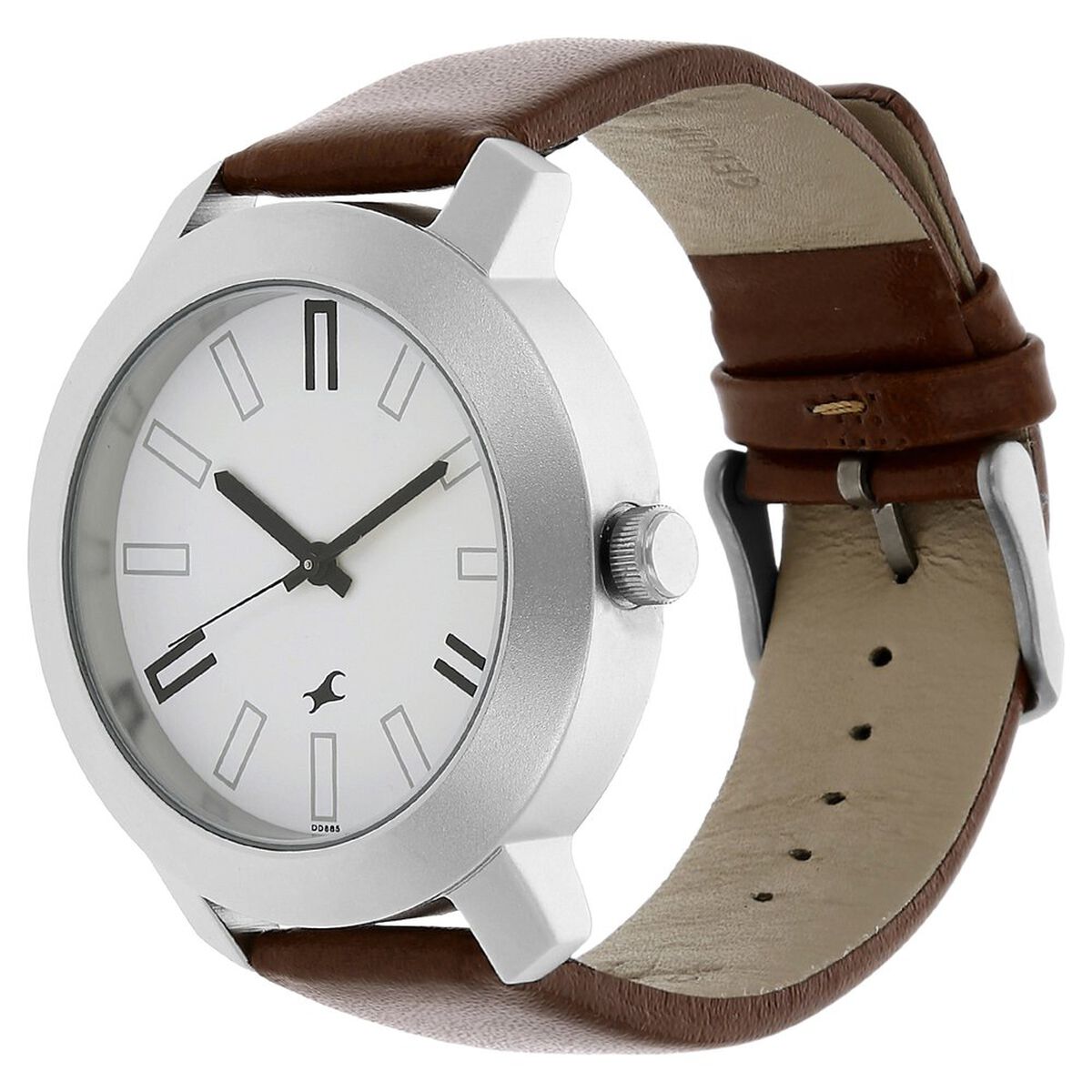 Fastrack Quartz Analog White Dial Leather Strap Watch for Guys 2