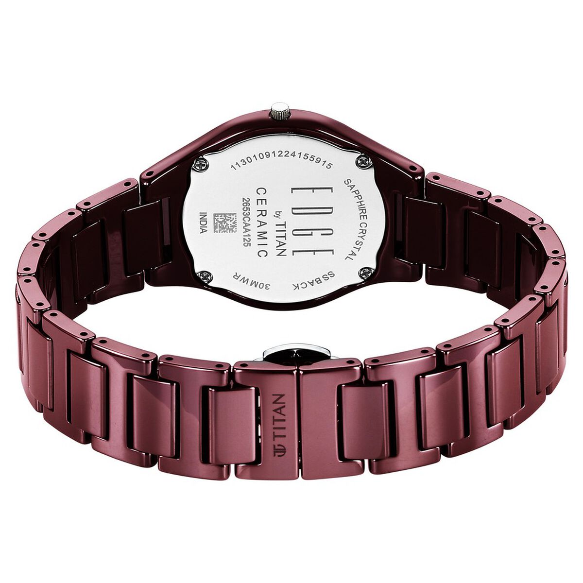 Titan Edge Wine Ceramic Quartz Analog Maroon Dial Red Ceramic Strap Watch For Women 5