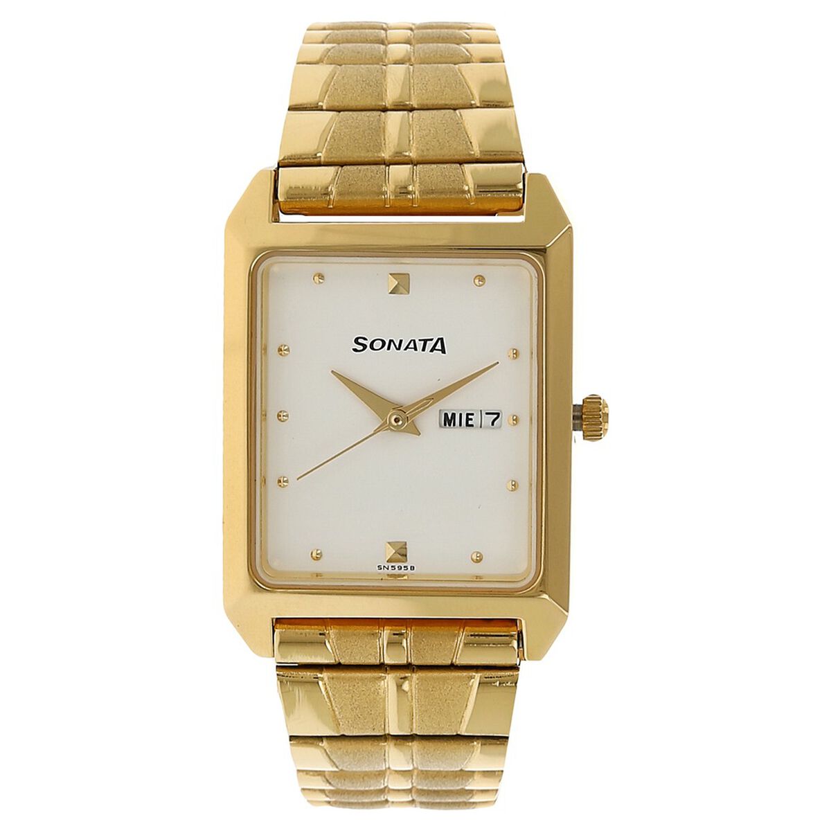 Sonata Quartz Analog White Dial Stainless Steel Strap Watch for Men 1