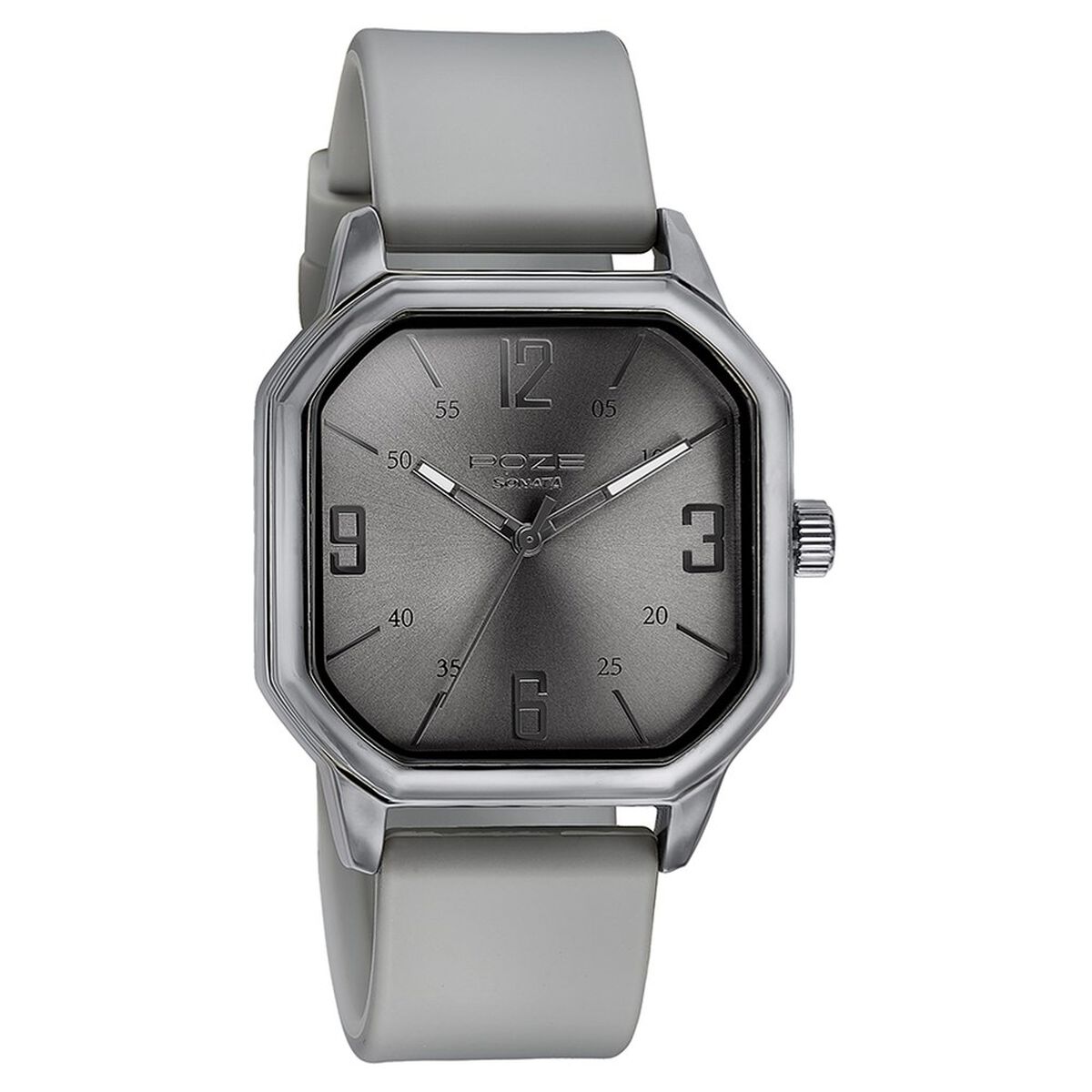 Sonata Poze Quartz Analog Grey Dial Silicone Strap Watch for Men 3