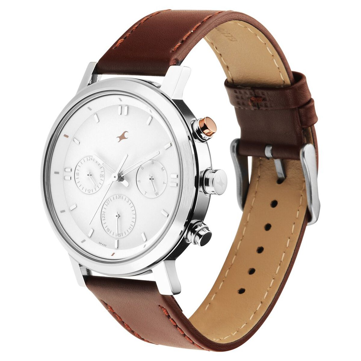 Fastrack Tick Tock Quartz Analog White dial Leather Strap Watch for Guys 3