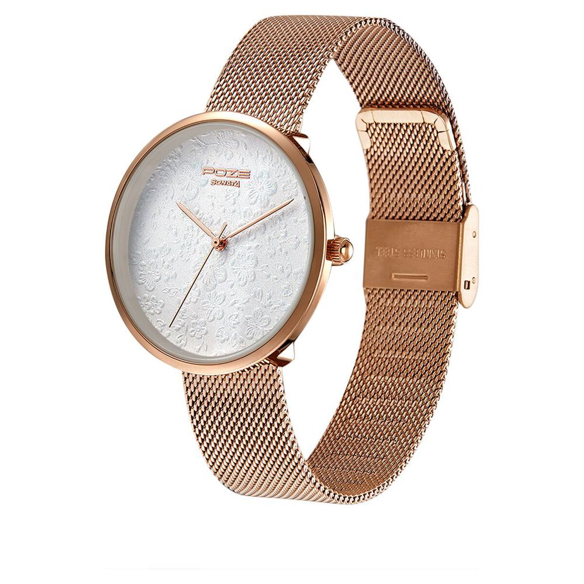 Poze by Sonata Quartz Analog White Dial Stainless Steel Strap Watch for Women 3