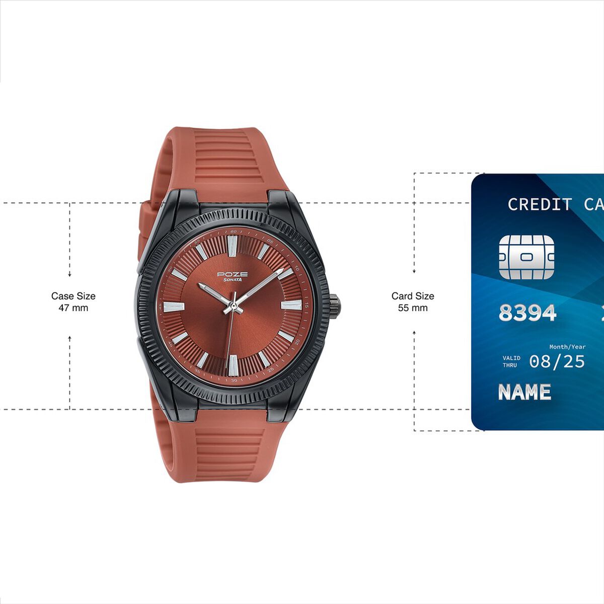 Poze By Sonata Quartz Analog Orange Dial Orange Silicone Strap Watch For Men 4