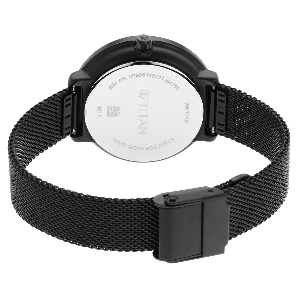Titan Women's Svelte Black: Multi-Function Watch with Metal Strap 5