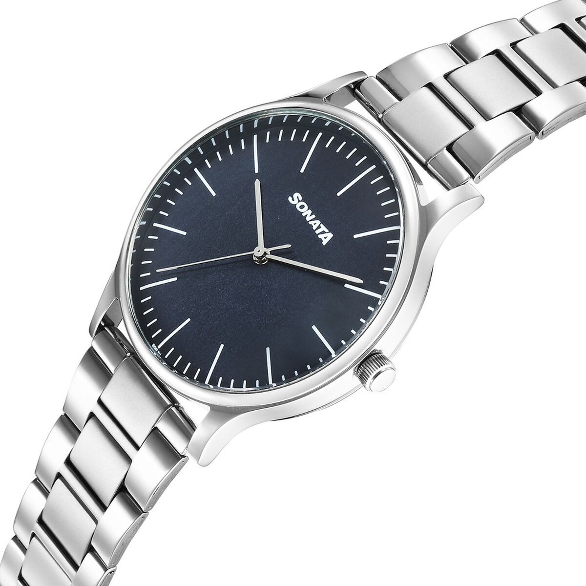 Sonata Aspire Quartz Analog Blue Dial Stainless Steel Strap Watch For Men 2