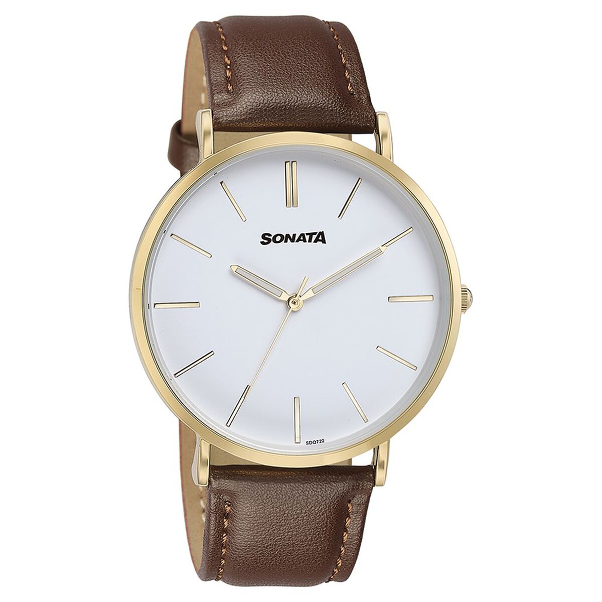 Sonata Quartz Analog White Dial Brown Leather Strap Watch For Men 3