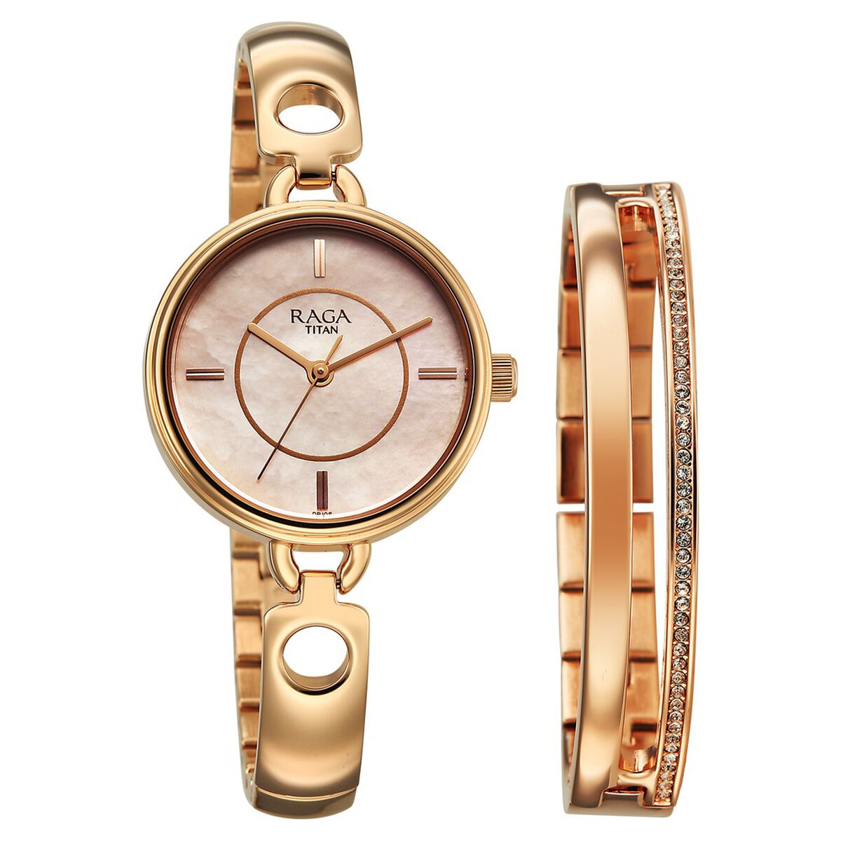 Titan Raga Contempore Quartz Analog Rose Gold Mother Of Pearl Dial Metal Strap Watch For Women 1