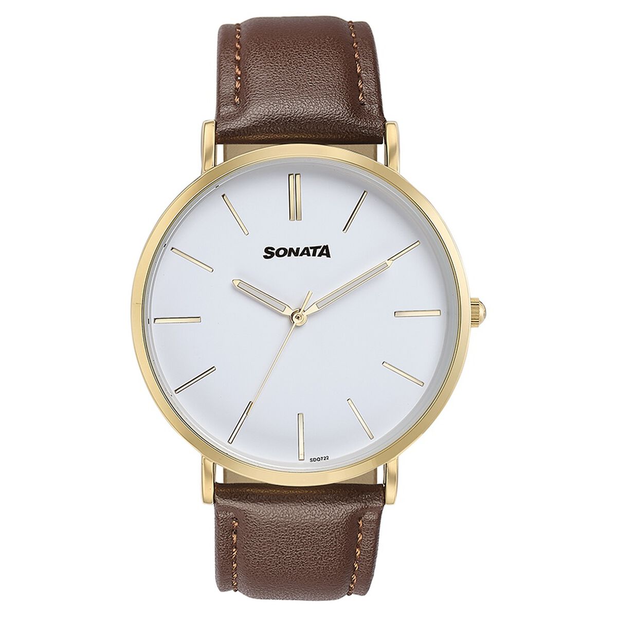 Sonata Quartz Analog White Dial Brown Leather Strap Watch For Men 2
