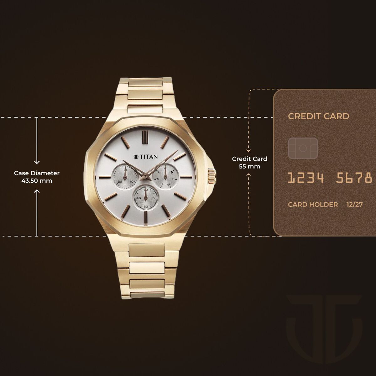 Titan Classic Slim Multifunction Multifunction Silver Dial Carnation Gold Stainless Steel Strap Watch For Men 3