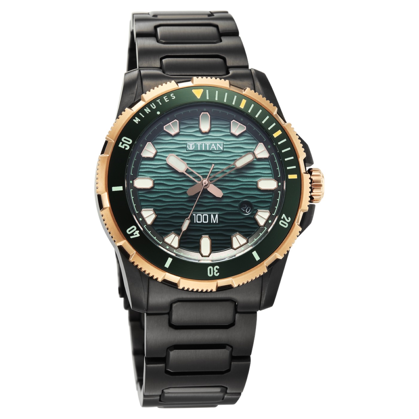Titan Zero Hour Diver's 100m Analog with Blue Dial Black Stainless Steel Strap Watch for Men 2
