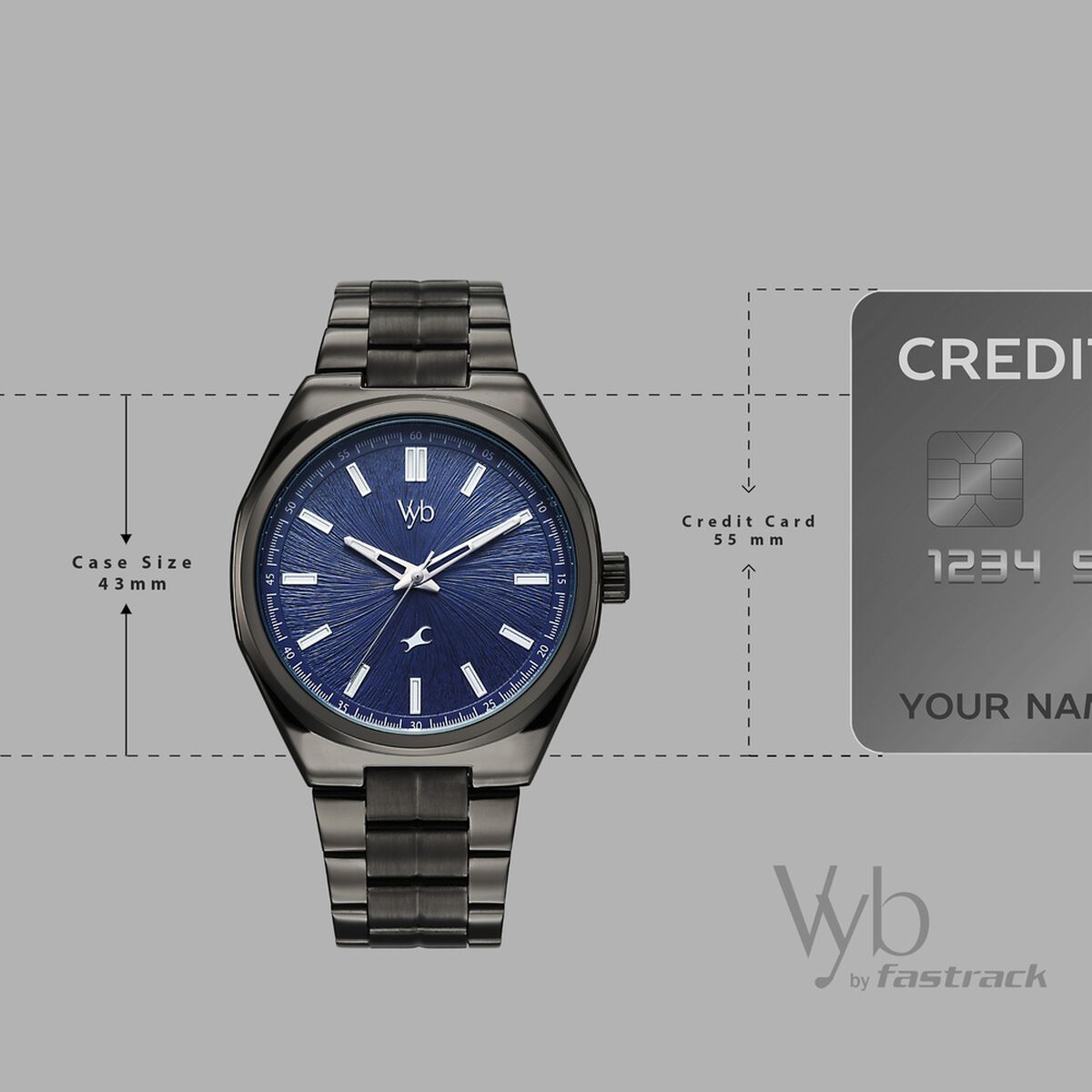Vyb Aviator By Fastrack Quartz Analog Blue Dial Grey Stainless Steel Strap Watch For Guys 4