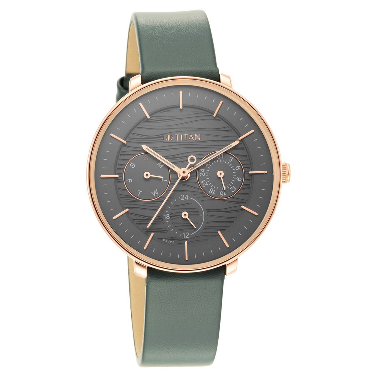 Titan Women's Svelte Black: Multi-Function Watch with Leather Strap 1