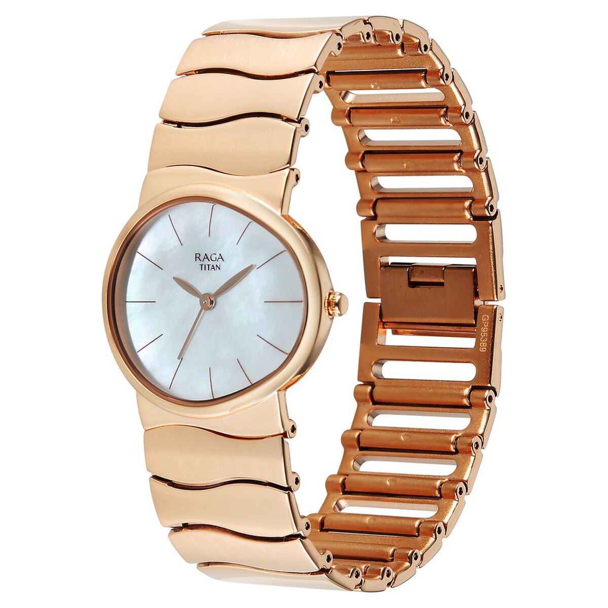 Titan Raga Sierra Quartz Analog White Dial Rose Gold Metal Strap Watch For Women 3