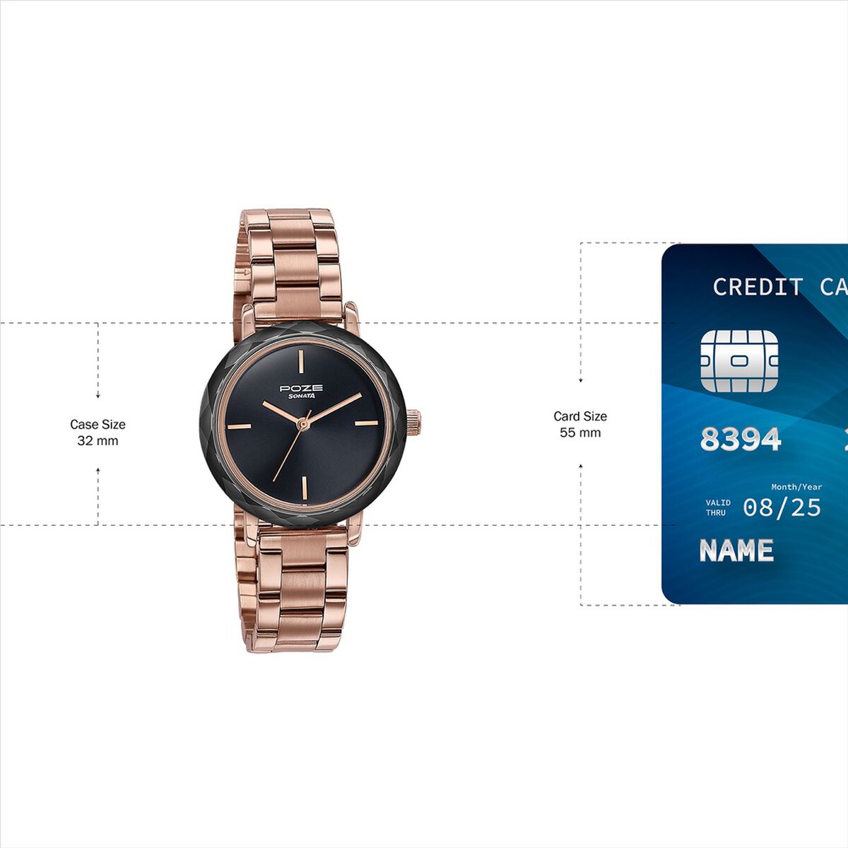 Sonata Poze Quartz Analog Black Dial Stainless Steel Strap Watch For Women 4