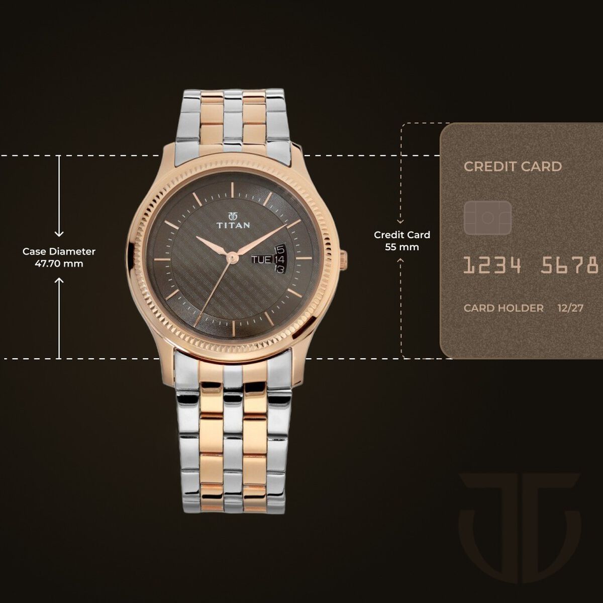 Titan Brown Dial Analog with Day and Date Stainless Steel Strap Watch for Men 3