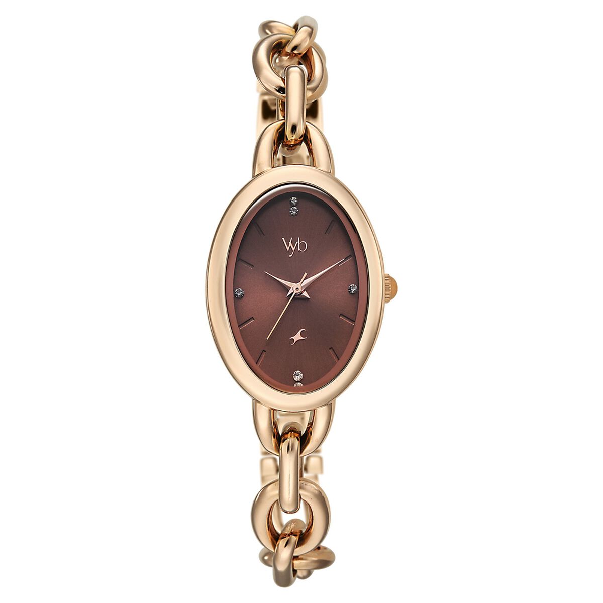 Vyb Manifester By Fastrack Quartz Analog Brown Dial Rose Gold Metal Strap Watch For Girls 1