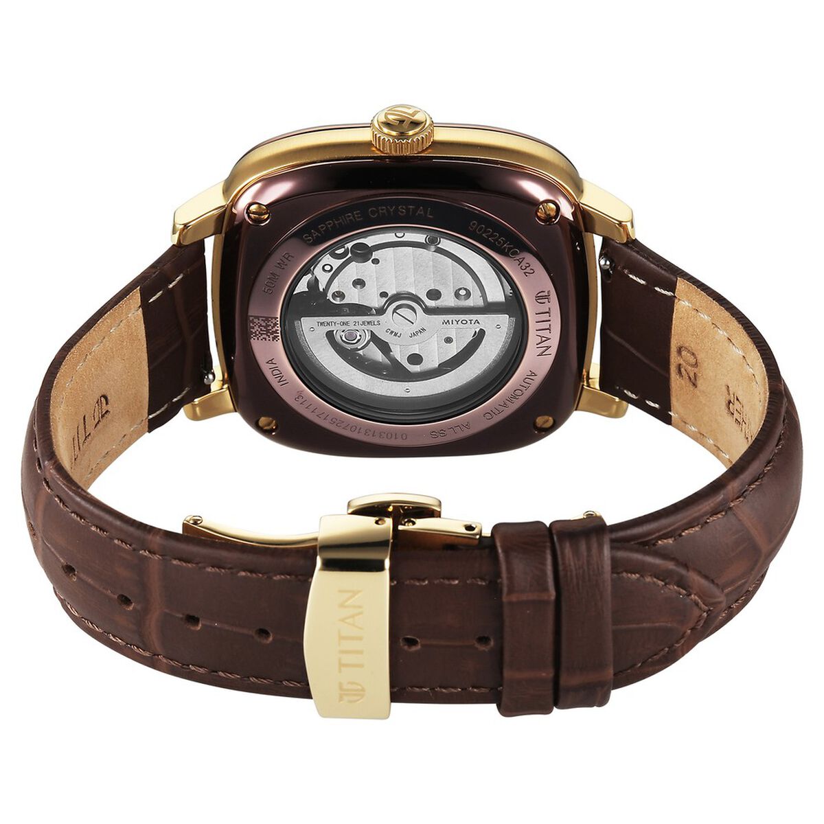 Titan Vintage Concealed Automatic Analog with Beige Dial Brown Leather Strap Watch for Men 5
