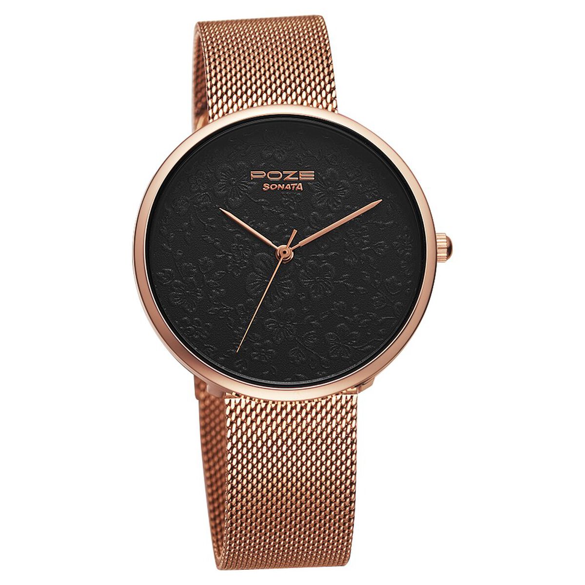 Poze by Sonata Quartz Analog Black Dial Stainless Steel Strap Watch for Women 2