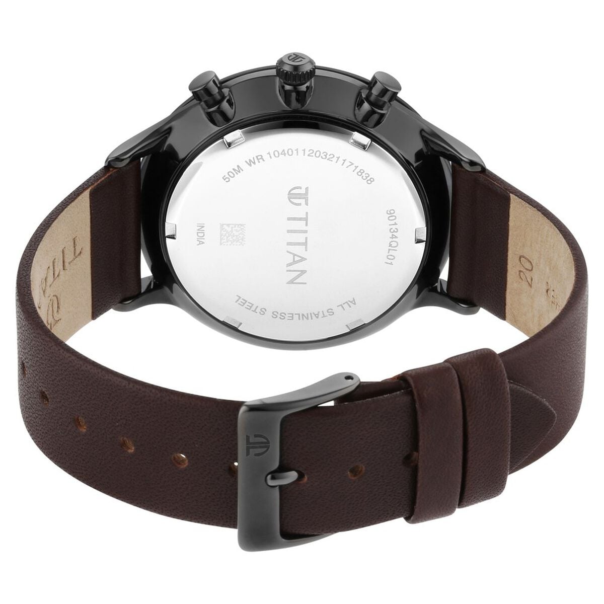 Titan Quartz Multifunction Green Dial Leather Strap Watch for Men 5