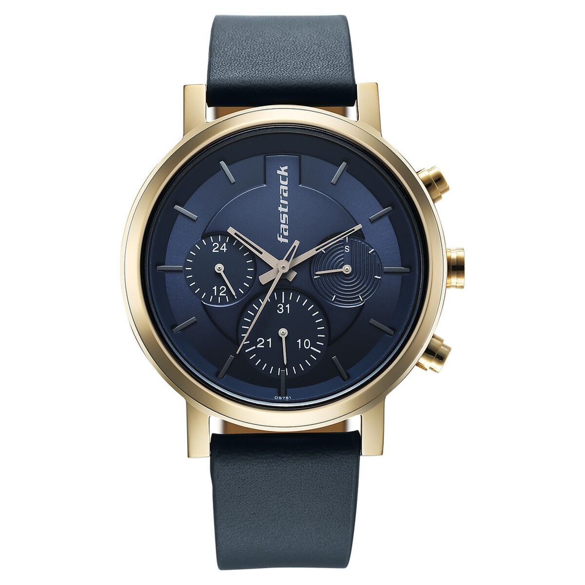 Fastrack Chrome K Quartz Multifunction Blue Dial Blue Leather Strap Watch For Guys 1